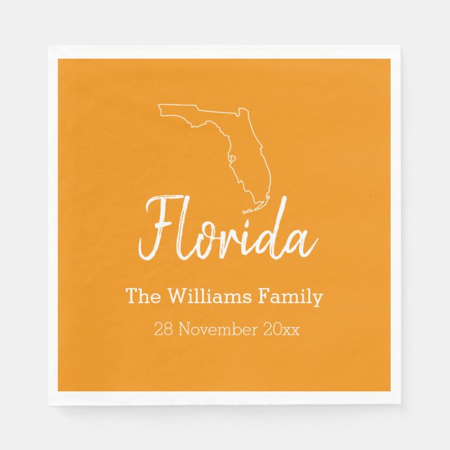 Florida State Map Personalised Family Reunion    Napkin (Front)
