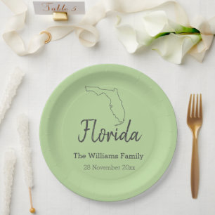 Florida State Map Personalised Family Reunion Paper Plate