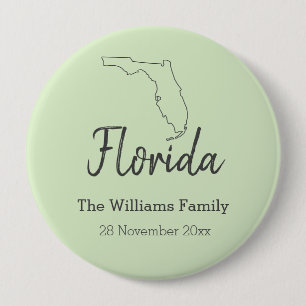 Florida State Map Personalized Family Reunion    10 Cm Round Badge