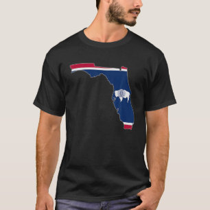 FLORIDA STATE MAP WYOMING WY Flag Roots Men Women T-Shirt