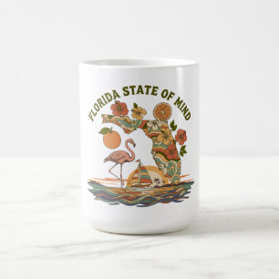 Florida State of Mind Retro Flamingo Sailboat Gift Coffee Mug
