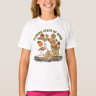 Florida State of Mind Retro Flamingo Sailboat Gift T-Shirt