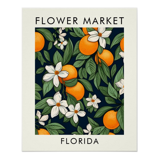 Florida State Orange Blossom Flower Market Poster (Front)