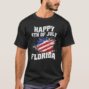 Florida State Patriotic American Flag 4th Of July  T-Shirt