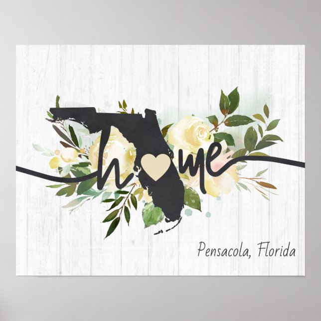 Florida State Personalized Your Home City Rustic Poster (Front)