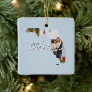 Florida State Photo insert and town name Ceramic Ornament