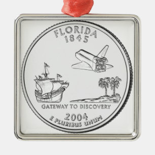 Florida State Quarter Metal Tree Decoration