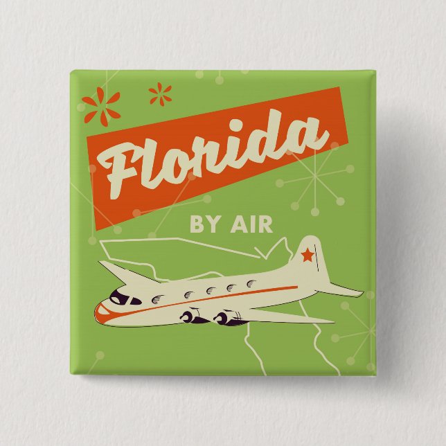 Florida State retro poster. 15 Cm Square Badge (Front)