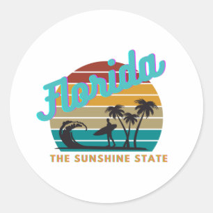 Florida State Retro Vintage Sunset Classic Round Sticker