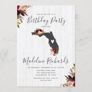 Florida State Rustic Birthday Party Invitation