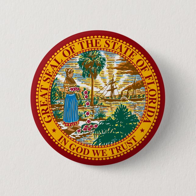 FLORIDA STATE SEAL 6 CM ROUND BADGE (Front)