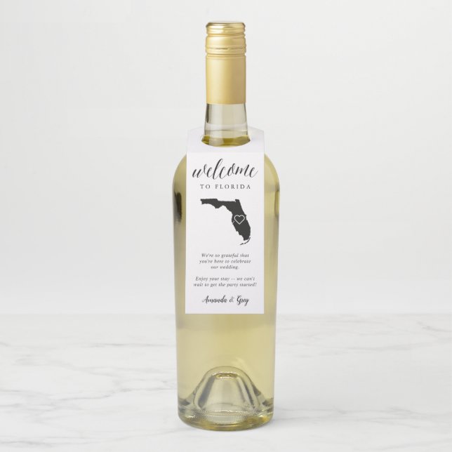 Florida State Wedding Welcome Bottle Tag (On Bottle)
