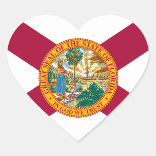 Florida Sticker, Heart, Patriotic Florida Flag Heart Sticker