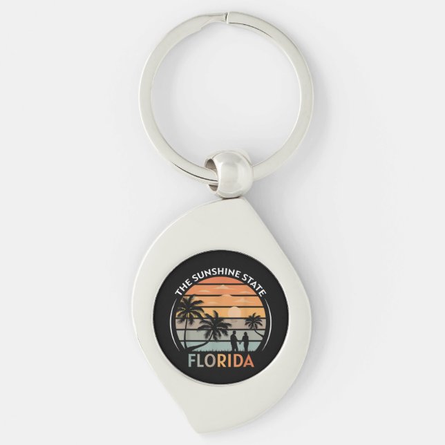 Florida Summer Beach Vintage Sunset Key Ring (Front)