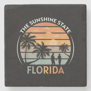 Florida Summer Beach Vintage Sunset Stone Coaster