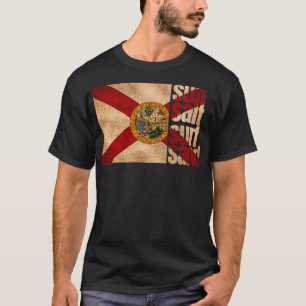 Florida Sun Salt Surf Sand State Flag Vintage Beac T-Shirt