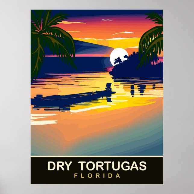 Florida Sunset at Dry Tortugas, Travel Poster (Front)