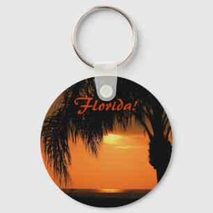 Florida! Sunset ove the Gulf, Palm Tree Key Ring
