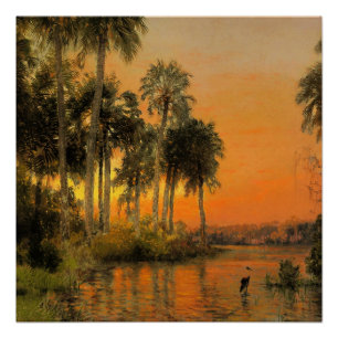 Florida Sunset, painting by Herman Herzog Poster