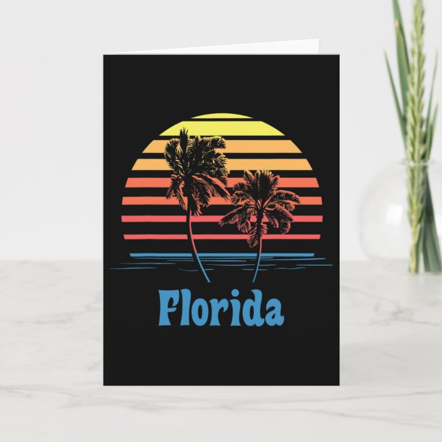 Florida Sunset Palm Trees Beach Vacation  Card (Front)