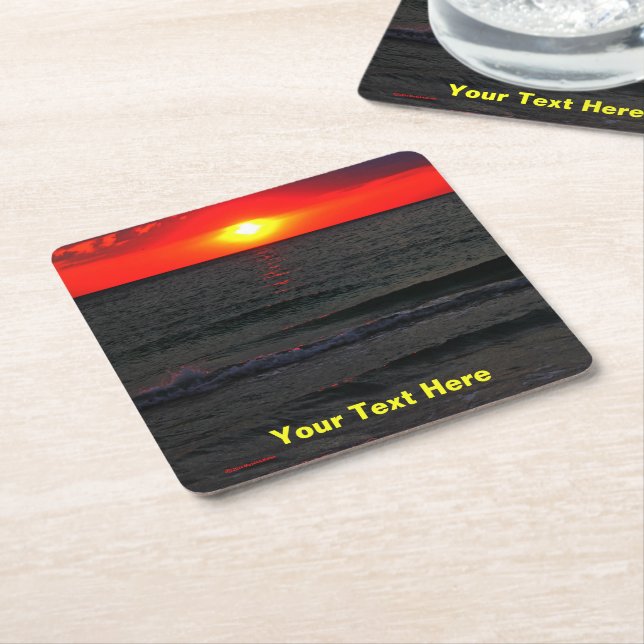 Florida Sunset Square Paper Coaster (Angled)