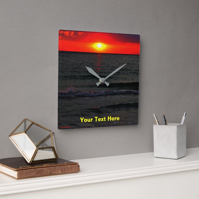 Florida Sunset Square Wall Clock (Office)