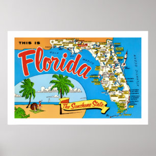 Florida Sunshine 20x30 Map Poster Print