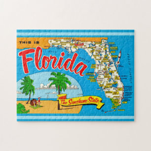 Florida Sunshine Map Postcard  Jigsaw Puzzle