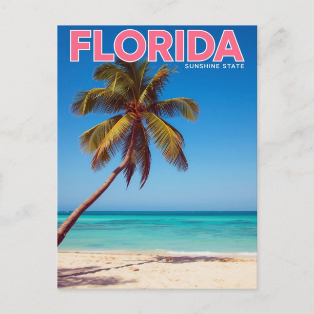 Florida Sunshine State Palm Tree Beach Tropical Postcard (Front)