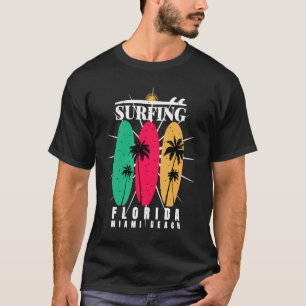 Florida Surfing Summer Beach Vintage Sunset T-Shirt