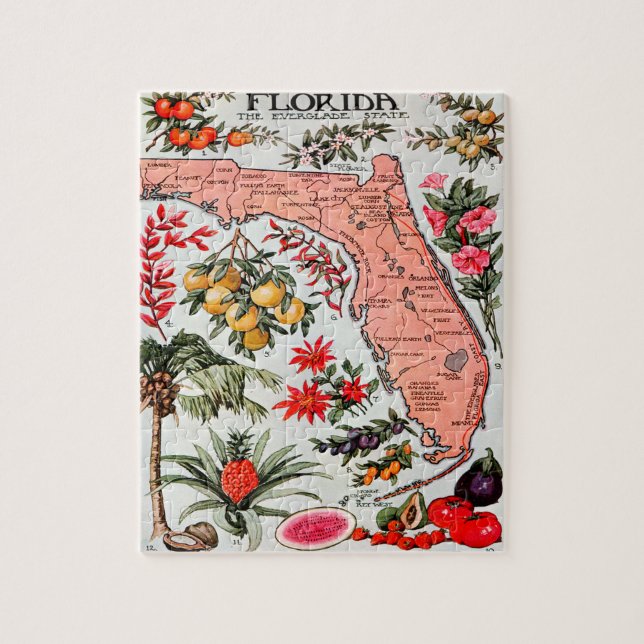 Florida the Everglade State Map Jigsaw Puzzle (Vertical)