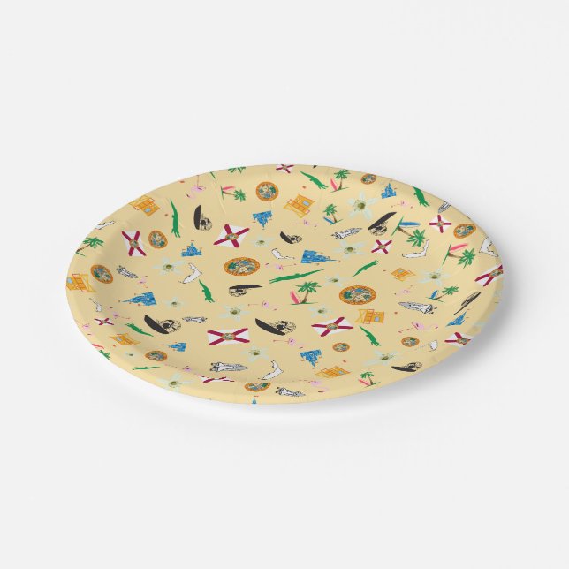 Florida the sunshine state famous items paper plate (Angled)