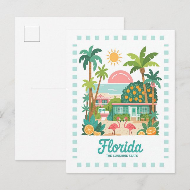 Florida the Sunshine State USA Summer Travel Postcard (Front/Back)