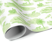 Florida Toile (Lime Green) Wrapping Paper