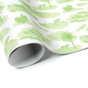 Florida Toile (Lime Green) Wrapping Paper
