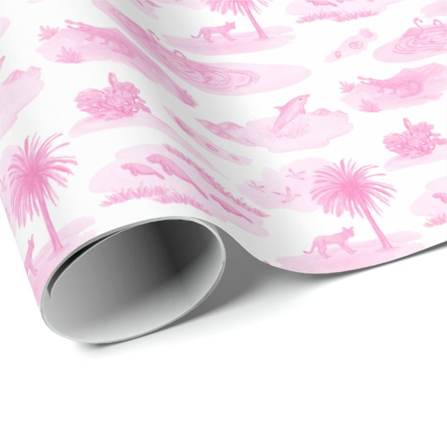 Florida Toile (Pink)  Wrapping Paper (Roll Corner)