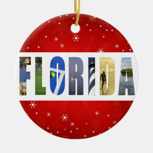 Florida Travel Photos Christmas Ceramic Tree Decoration (Front)