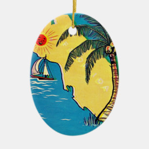 Florida Tropical Beach Ceramic Tree Decoration