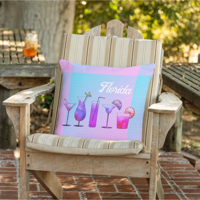 Florida Tropical Drinks Pastel Coloured Cushion (Chair)