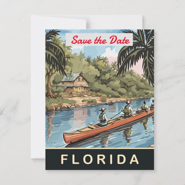 Florida Tropical River Hut Wedding Invitation (Front)