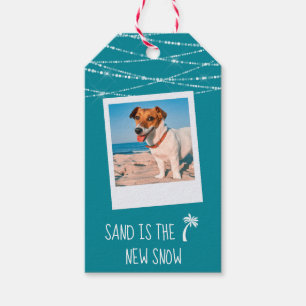 Florida Tropical Warm Wishes 2-Sided Photo Teal Gift Tags