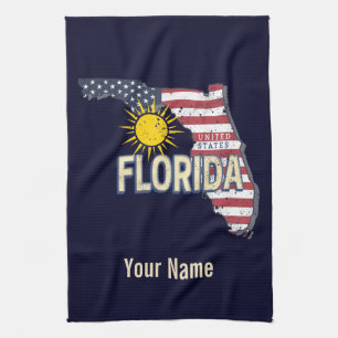 Florida United States Retro Map Vintage USA Tea Towel