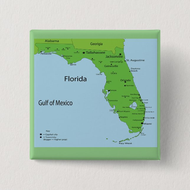 FLORIDA USA MAP 15 CM SQUARE BADGE (Front)
