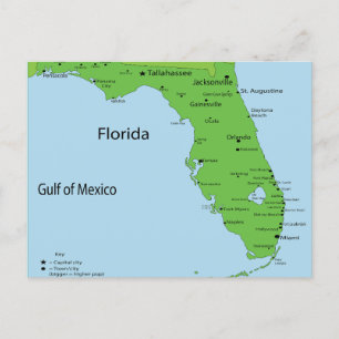 Florida USA Map - Gulf of Mexico Holiday Postcard
