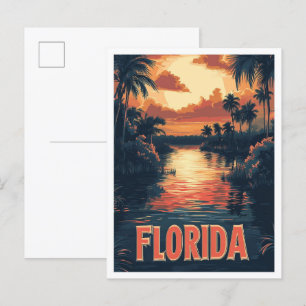 Florida USA Vintage Illustration Travel Postcard