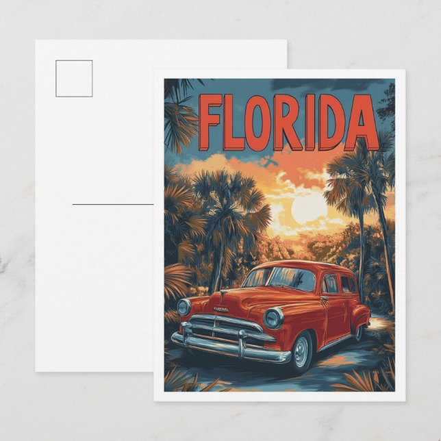 Florida USA Vintage Illustration Travel Postcard (Front/Back)