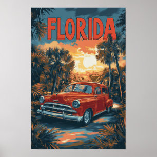 Florida USA Vintage Illustration Travel Poster