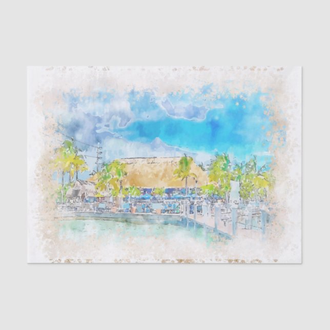 Florida USA Watercolor Sketch Painting Tissue Paper (Front)