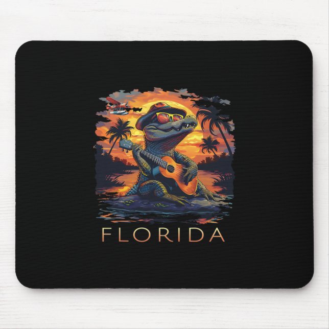 Florida Vacation Cute Alligator  Mouse Mat (Front)