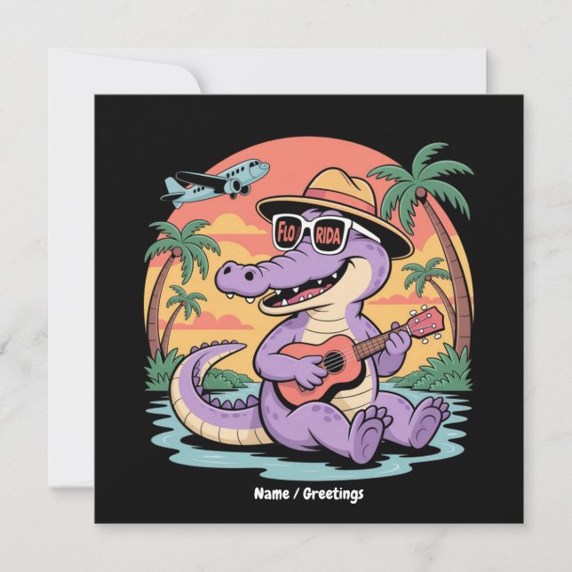 Florida Vacation Cute Cool Summer Alligator Funny Invitation (Front)